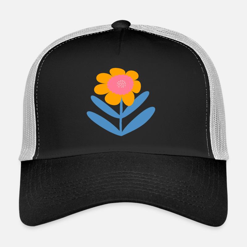 Orangene Süße Blume mit blauen Blättern Trucker Cap