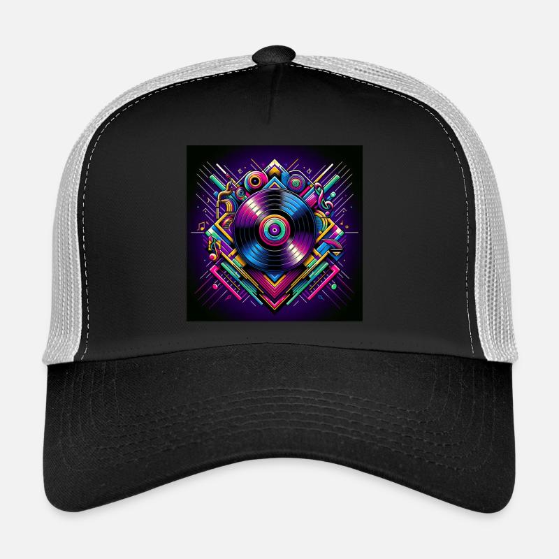 Neon vinyl design with retro music vibes Trucker Cap