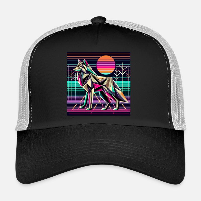 Neon wolf in futuristic nature Trucker Cap