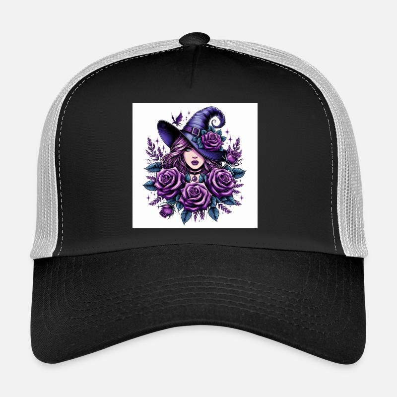 Sorcière aux roses violettes Casquette trucker 