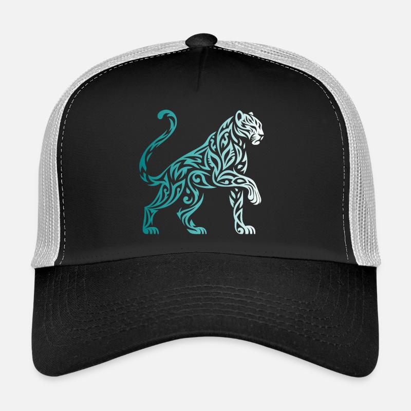 Tribal Panther Gradient Blue White Trucker Cap