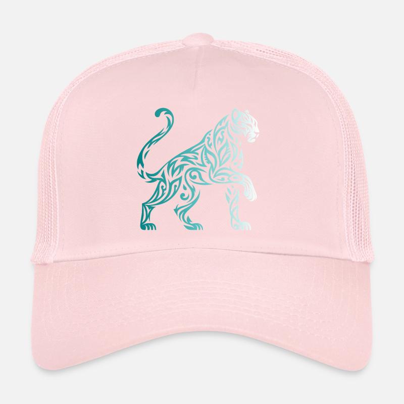 panthere tribal dégradé bleu blanc Casquette trucker 