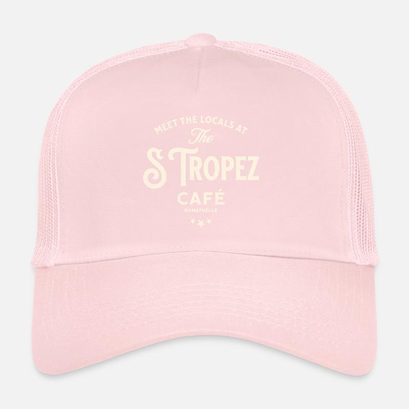 Design typographique vintage St Tropez Café Casquette trucker 