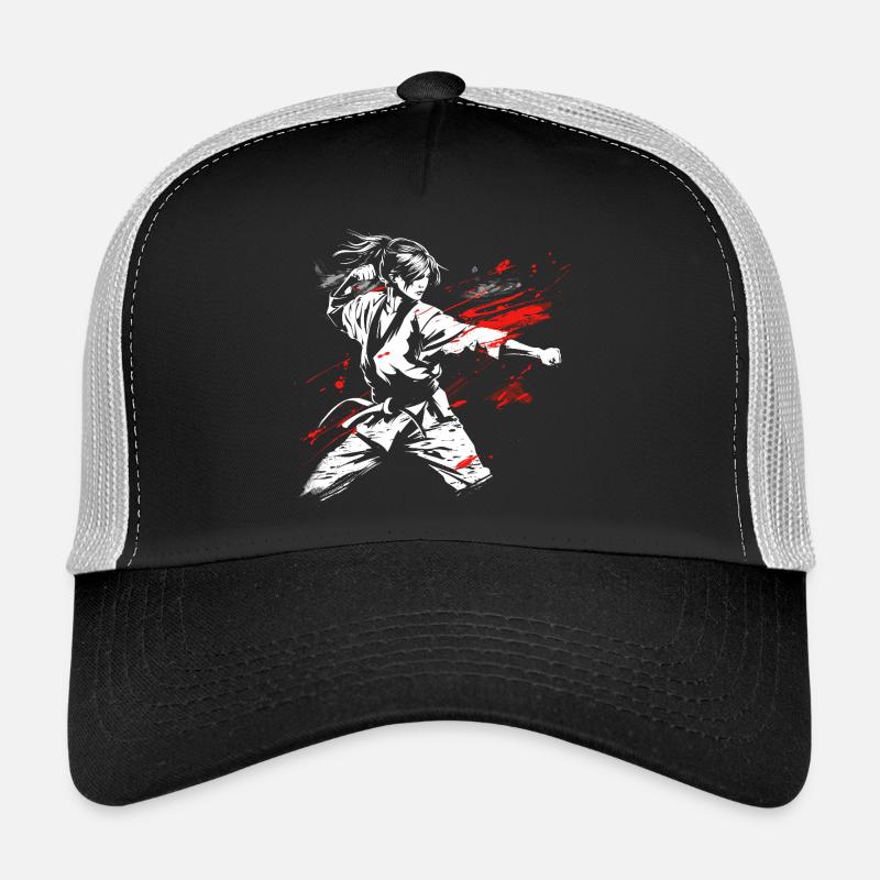 Female Karateka Drawing - Trucker Cap - black/stone grey