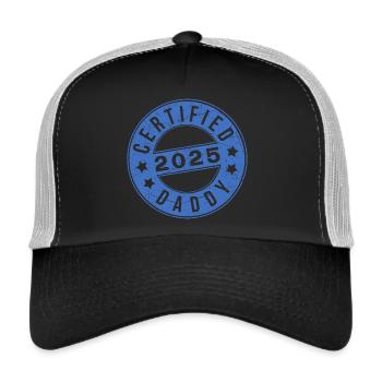 Certified Daddy 25 Vater Dad Papa 2025 - Trucker Cap - Schwarz/Steingrau - Vorne