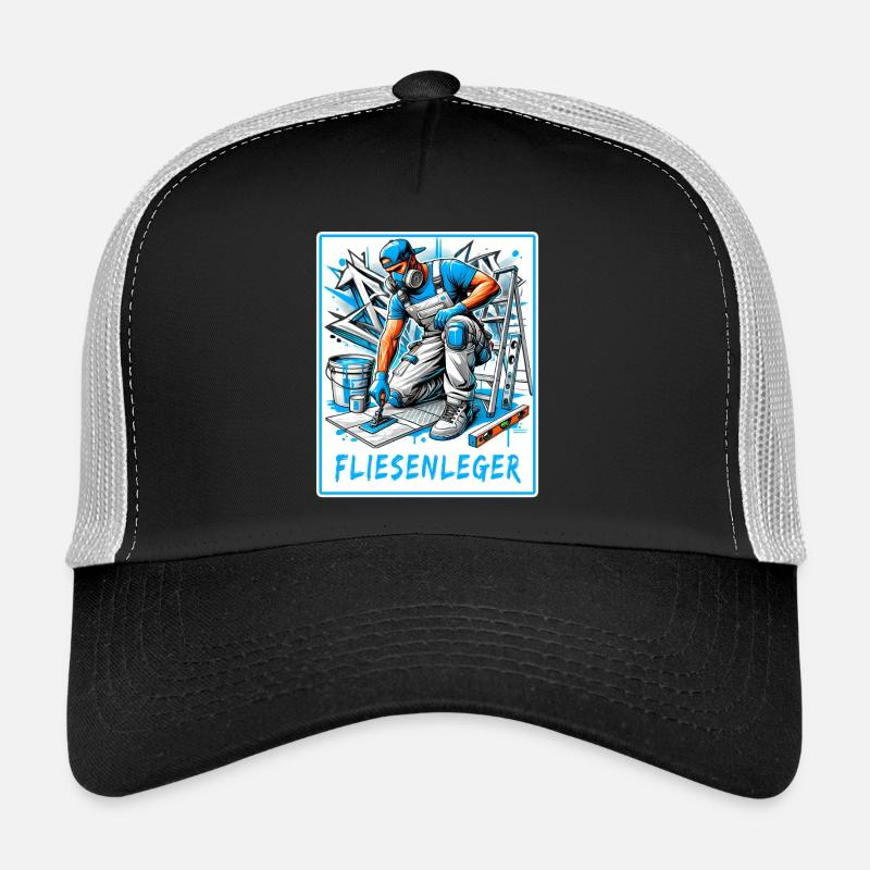 Fliesenleger Design - Trucker Cap - Schwarz/Steingrau