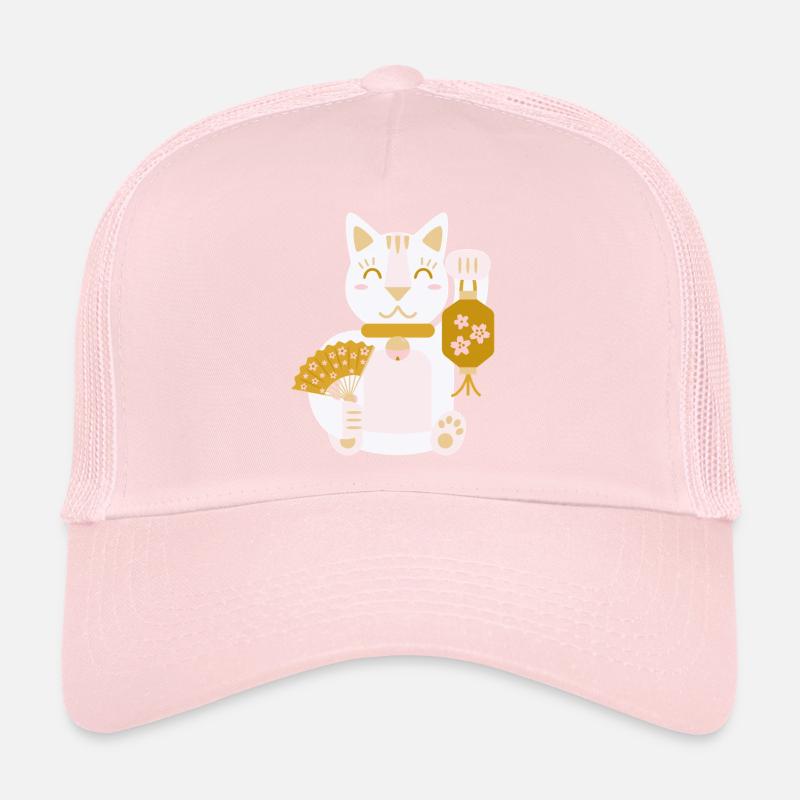 Maneki Neko L Glückskatze mit Fächer und Laterne Trucker Cap