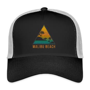 Surf sur la plage de Malibu - Casquette trucker  - noir/gris pierre - Devant