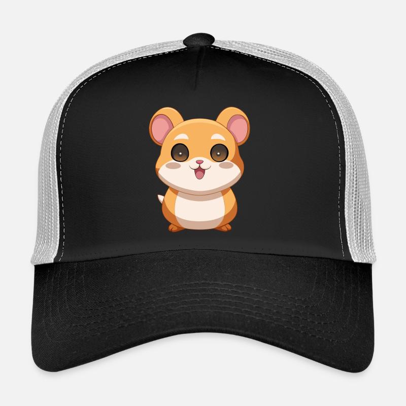Bébé cochon d’Inde rigolo et curieux - Casquette trucker  - noir/gris pierre
