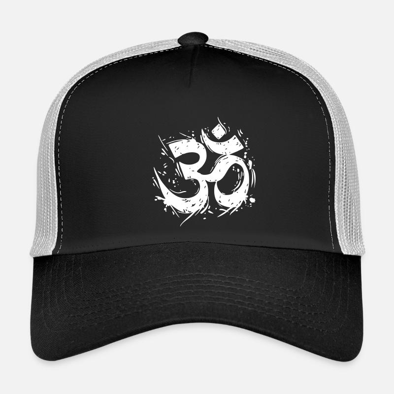 Om-Symbol im dynamischen Grunge-Design - Trucker Cap - Schwarz/Steingrau