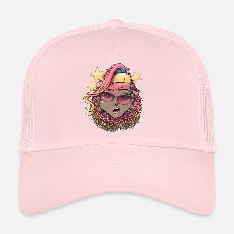 Vibrant Starry Beach Babe Illustration Casquette trucker 