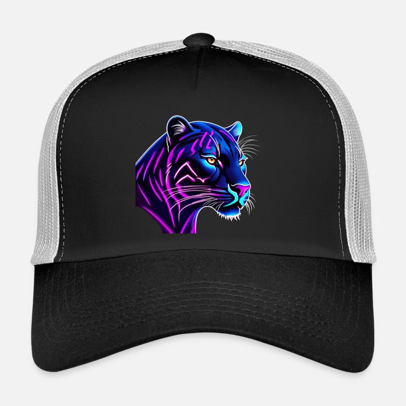 Panther in Neonfarben - Trucker Cap - Schwarz/Steingrau