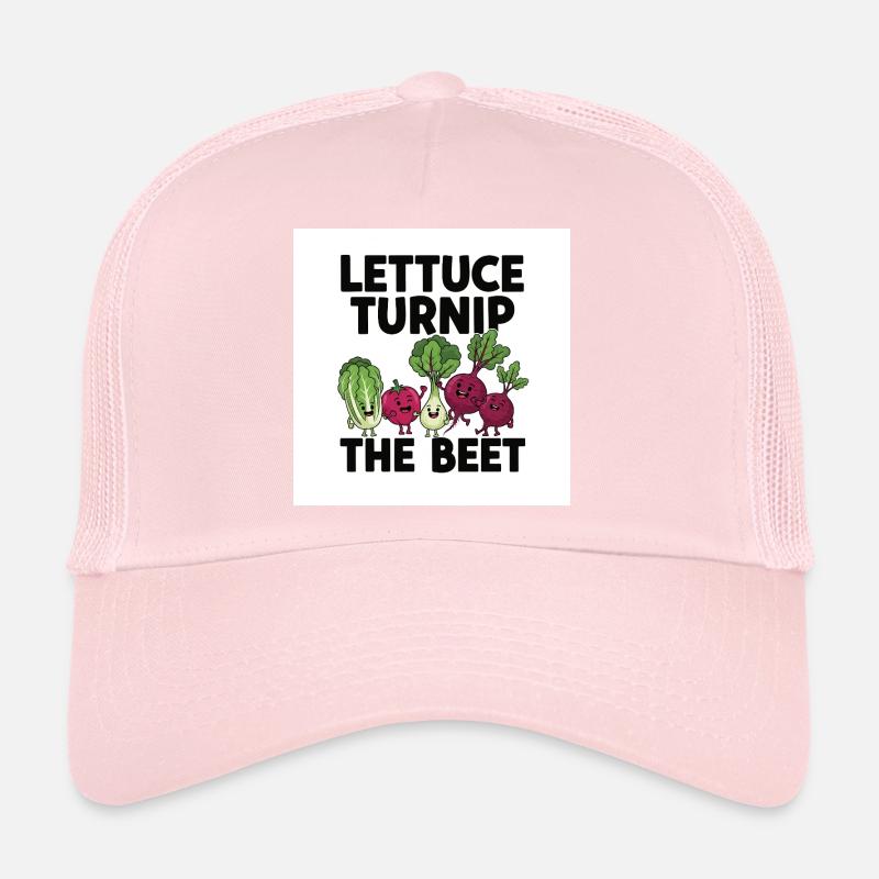 "Lettuce Turnip The Beet" Pun Vegetable Design Trucker Cap