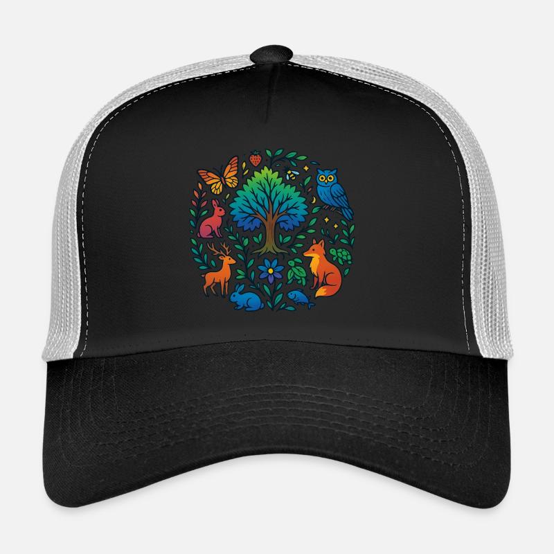 T-shirt with forest animals & tree – for nature lovers - Trucker Cap - black/stone grey