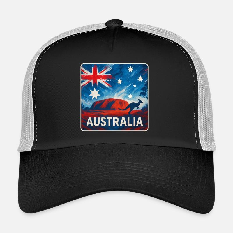 Australien Outback Design - Trucker Cap - Schwarz/Steingrau