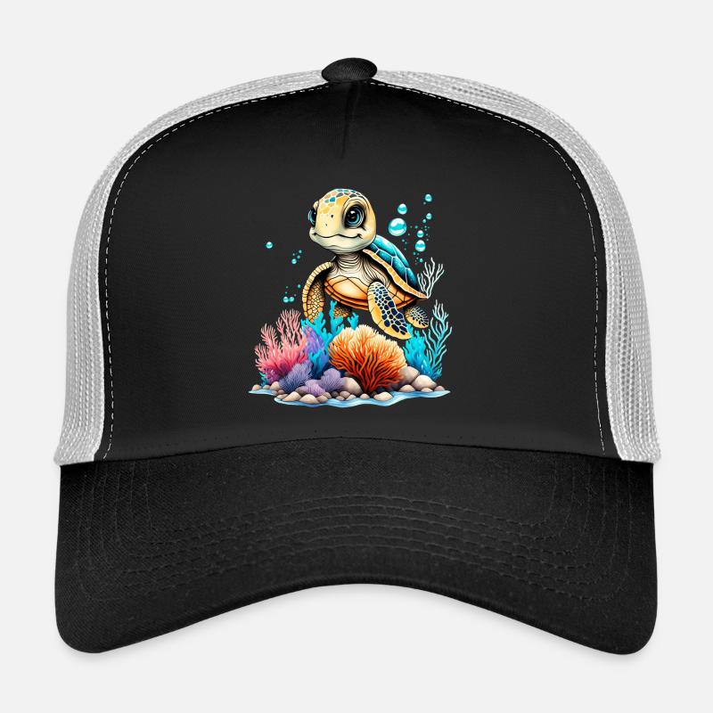 Vibrant Underwater Turtle Scene Trucker Cap