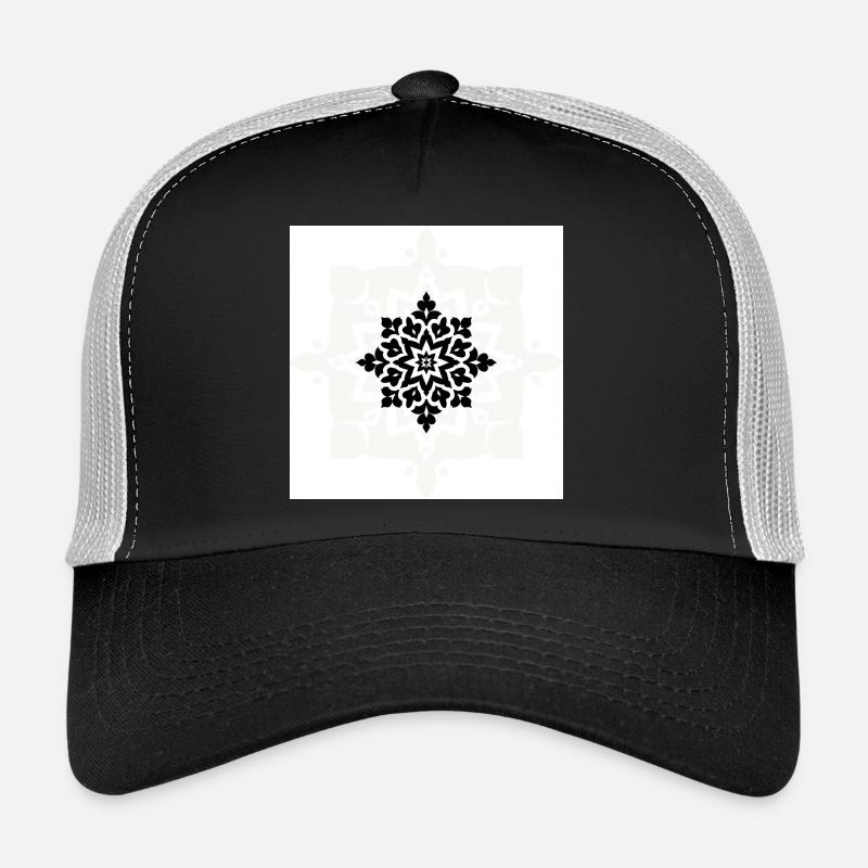 Kompliziertes schwarz-weißes Mandala-Muster Trucker Cap