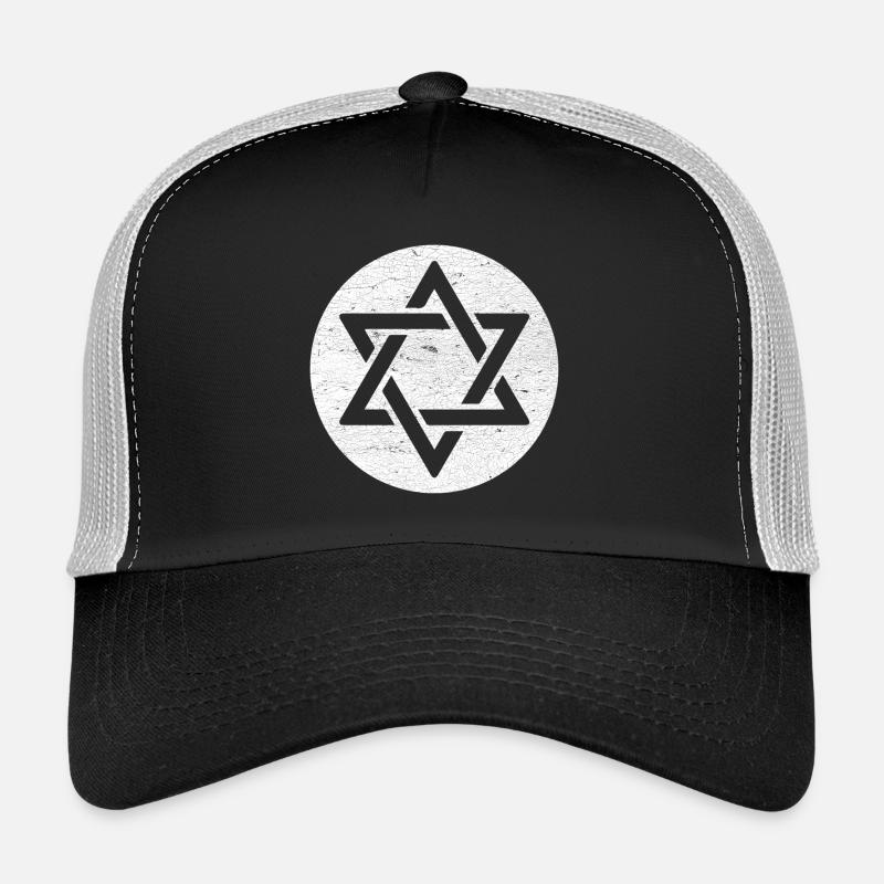 Étoile de David en cercle blanc Casquette trucker 