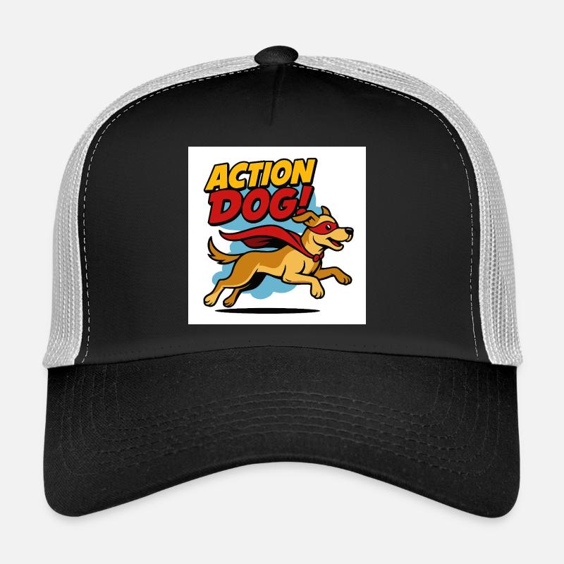 Action Hund Superheld - Trucker Cap - Schwarz/Steingrau