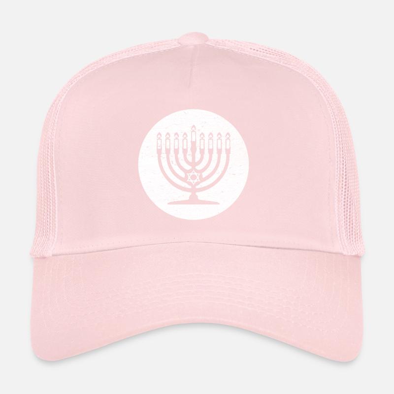 Hanukkah candlestick menorah in white circle Trucker Cap