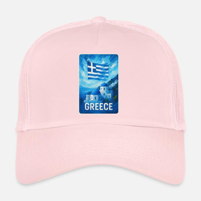 Greece Santorini Flag Trucker Cap