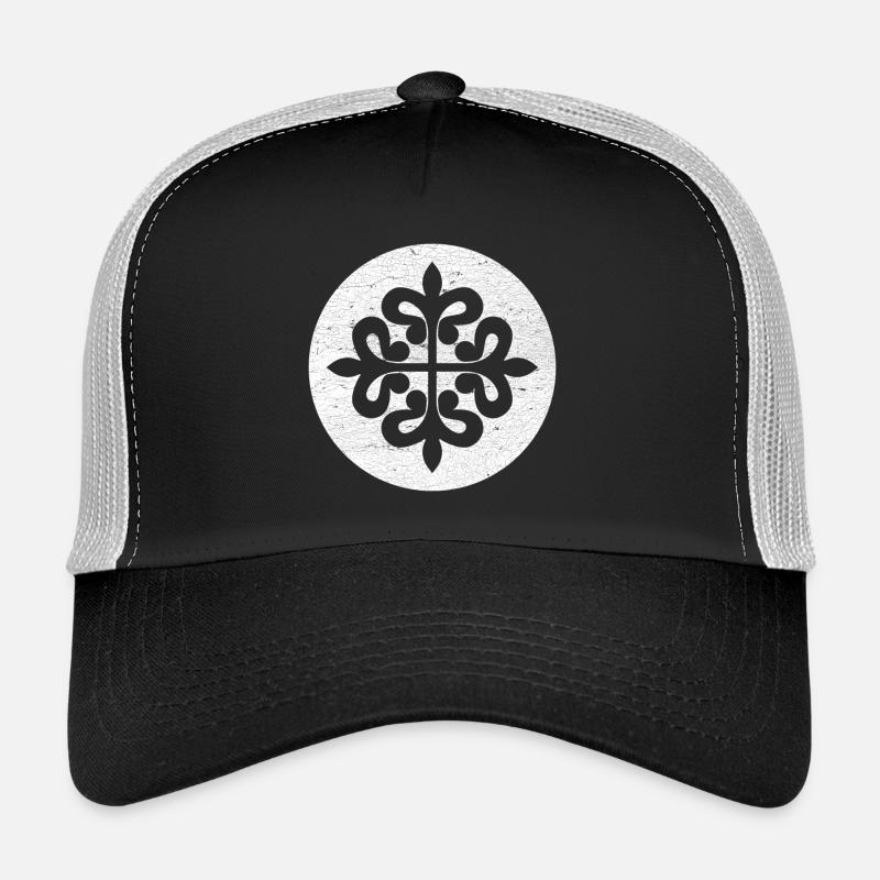 Alcantara Cross in a White Circle Trucker Cap