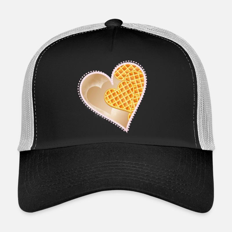 Heart waffles with powdered sugar and lace rim Trucker Cap