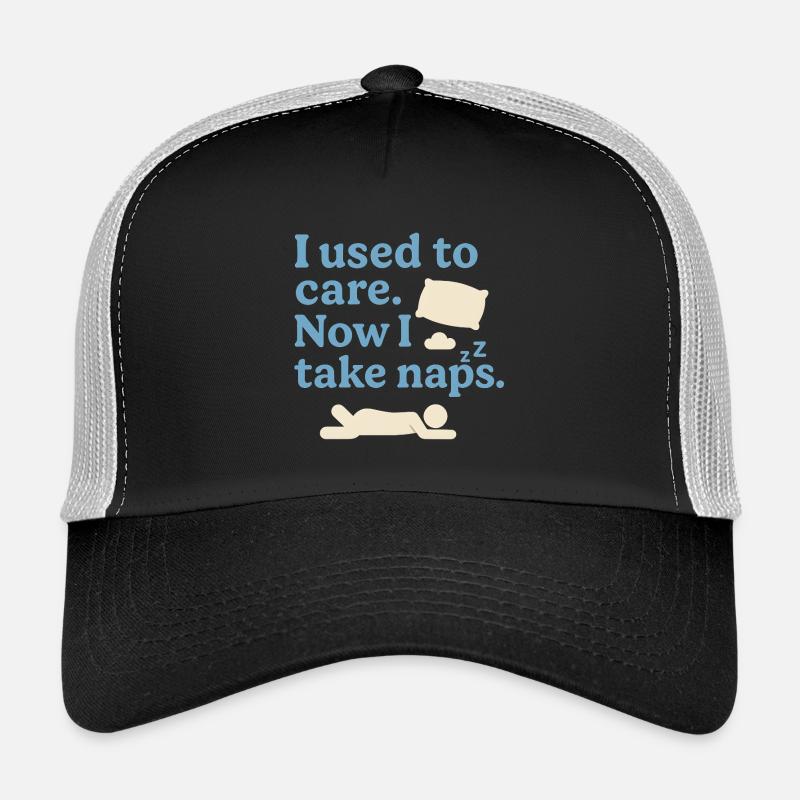 Früher war es mir egal, jetzt mache ich ein Nickerchen – lustige Sprüche - Trucker Cap - Schwarz/Steingrau