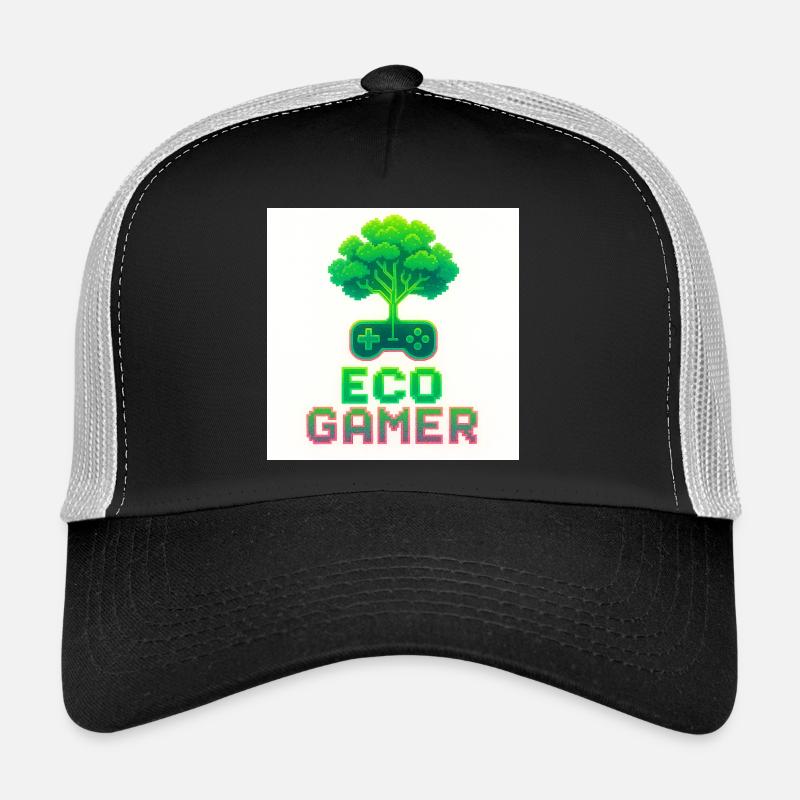 Eco Player Pixel Art - Trucker Cap - Schwarz/Steingrau