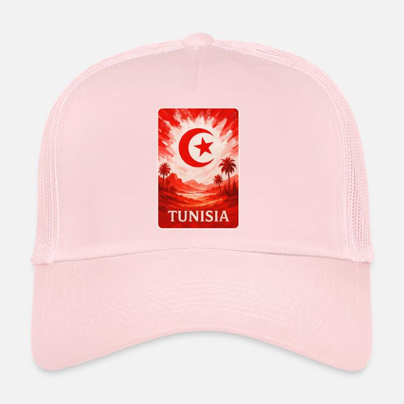 Tunisie Désert Art avec drapeau Casquette trucker 