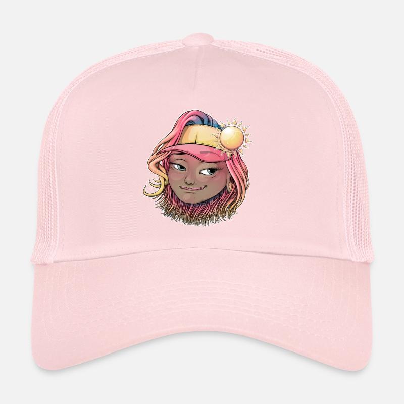 Sonnenverwöhntes Boho-Mädchen Illustration Trucker Cap