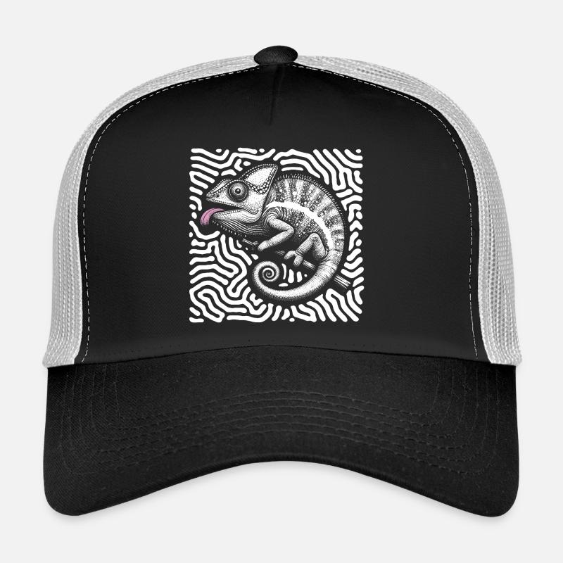 Chamäleon Pastell Stammeskunst - Trucker Cap - Schwarz/Steingrau