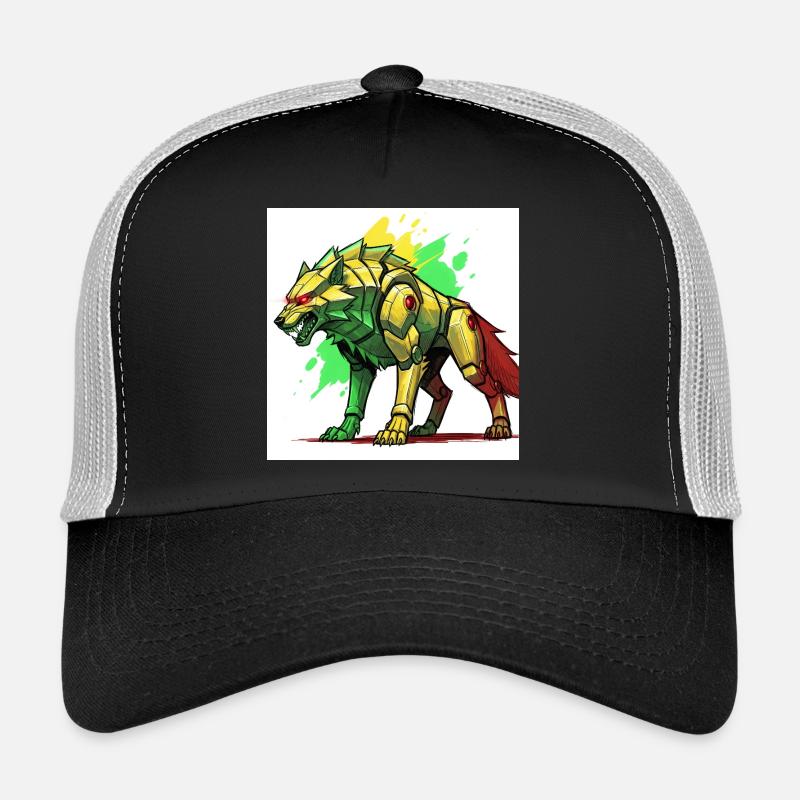 Futuristic lion with cyborg design - Trucker Cap - black/stone grey