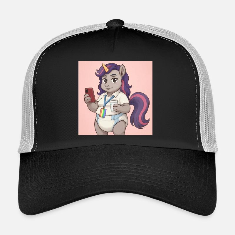 Kommunikatives Einhorn mit Buch und Smartphone Trucker Cap
