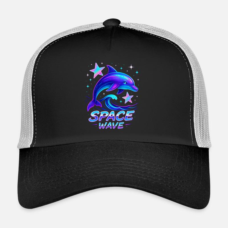 Neon Space Wave Dolphin Design - Trucker Cap - black/stone grey