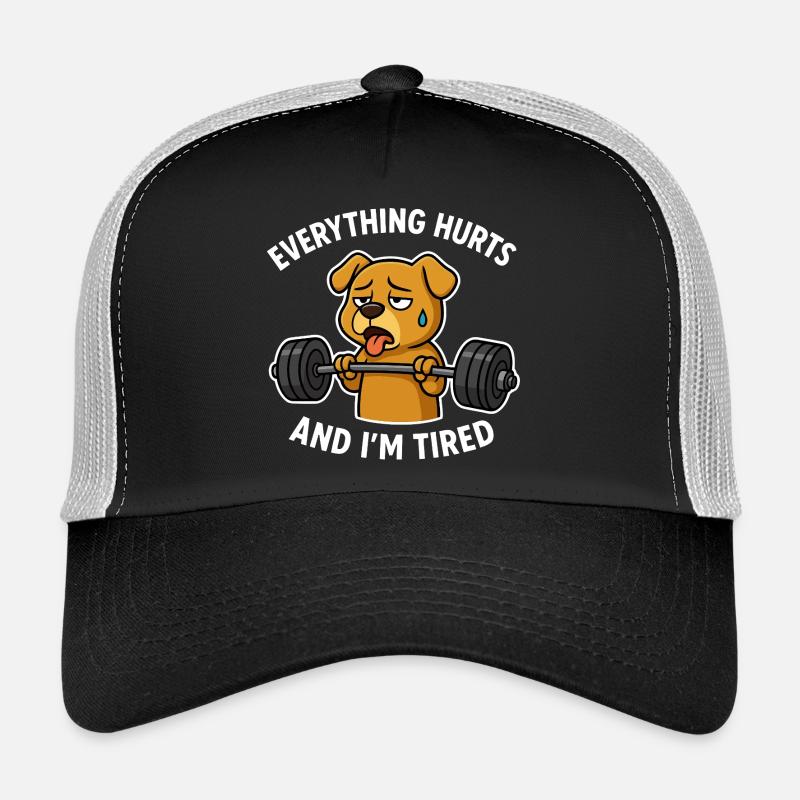 Exhausted Dog Lifting Weights - Trucker Cap - black/stone grey