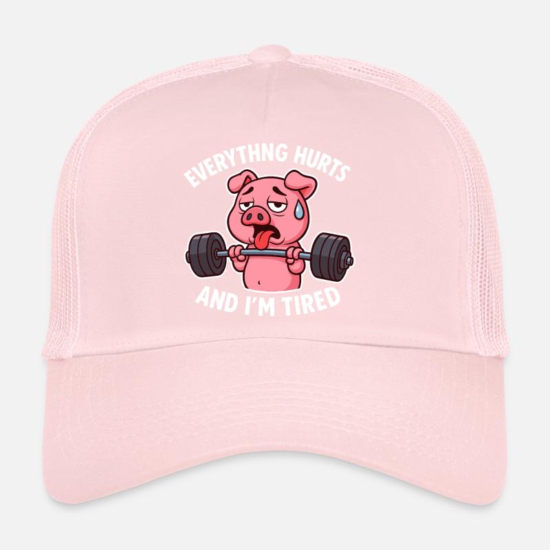 Conception de poids de levage de porc épuisé Casquette trucker 