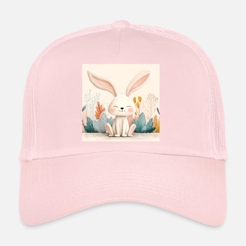 Lapin mignon avec végétation pastel Casquette trucker 