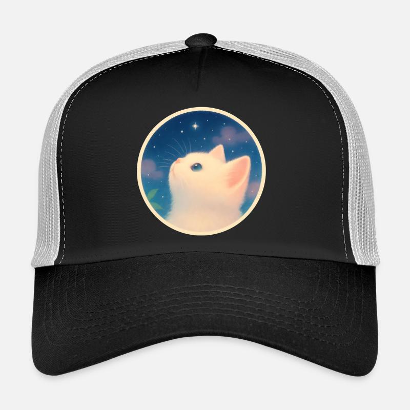 Verträumtes Kätzchen unter einem Sternenhimmel Trucker Cap