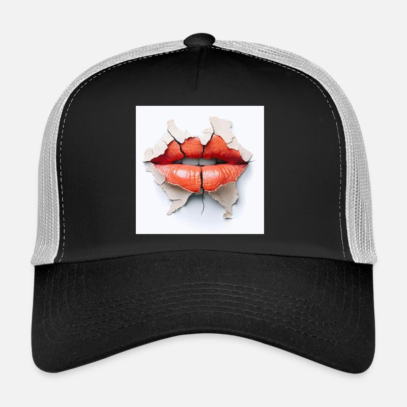 Bold lips on cracked wall Trucker Cap