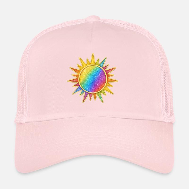 Vibrant Rainbow Sunburst Design Trucker Cap