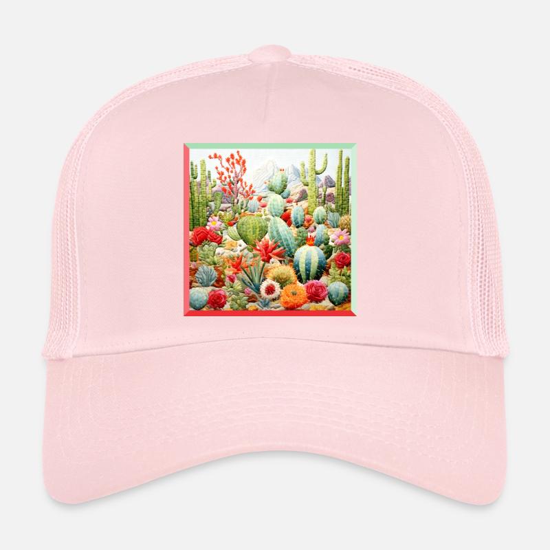 Collection de cactus brodés, paysage de jardin Casquette trucker 