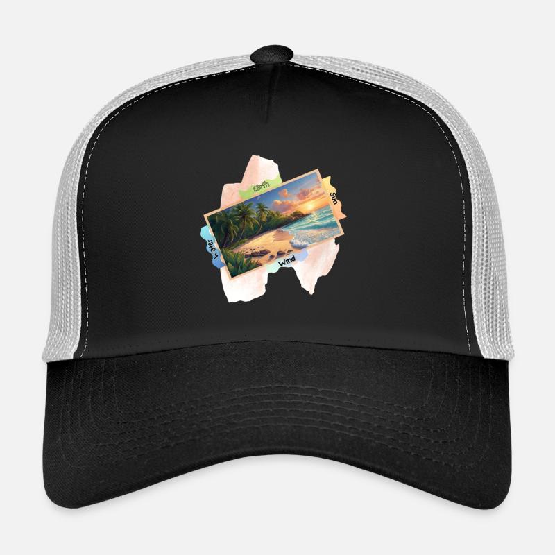 Nature beach picture cute summer design - Trucker Cap - black/stone grey