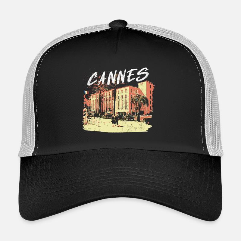 ancien palais des festivals de Cannes avec palmier Casquette trucker 