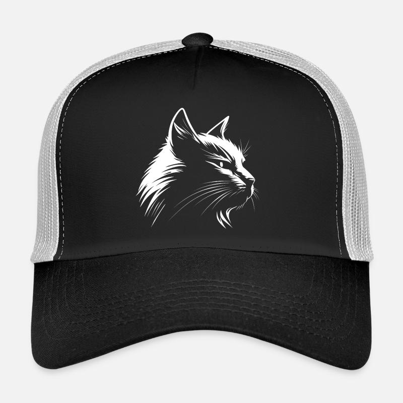 Blanc chat :-) - Casquette trucker  - noir/gris pierre