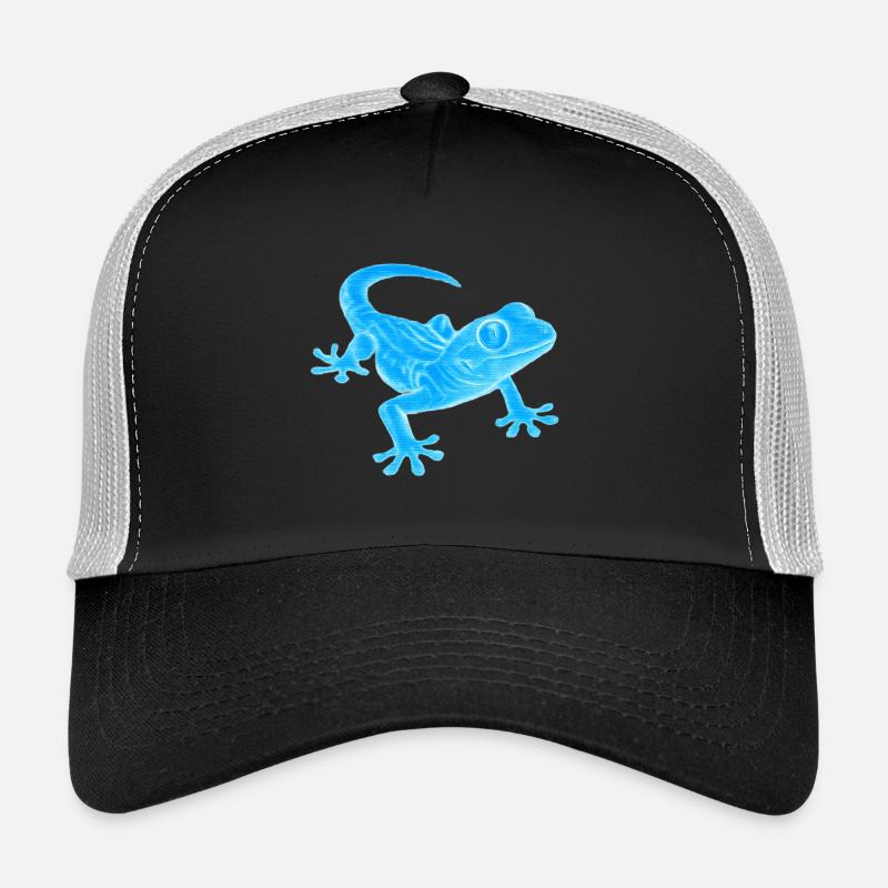 Blue Gecko Silhouette Pattern - Trucker Cap - black/stone grey