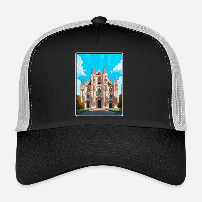 Milan Italy Gothic Cathedral Under Bright Sky Trucker Cap