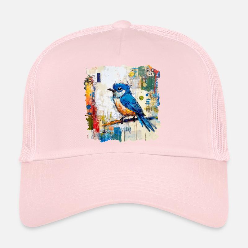 Oiseau bleu dans une mer abstraite de couleurs Casquette trucker 