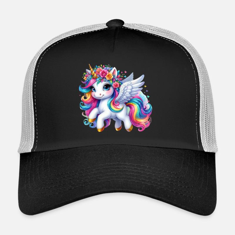 Couronne de licorne ailée arc-en-ciel Casquette trucker 