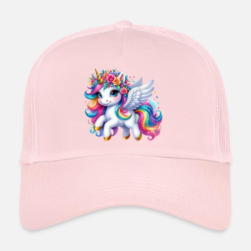 Rainbow Winged Unicorn Crown Trucker Cap